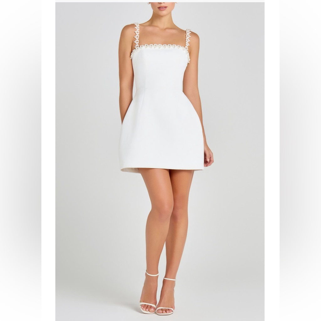 Nadine Merabi White Mini Dress With Embellished Straps